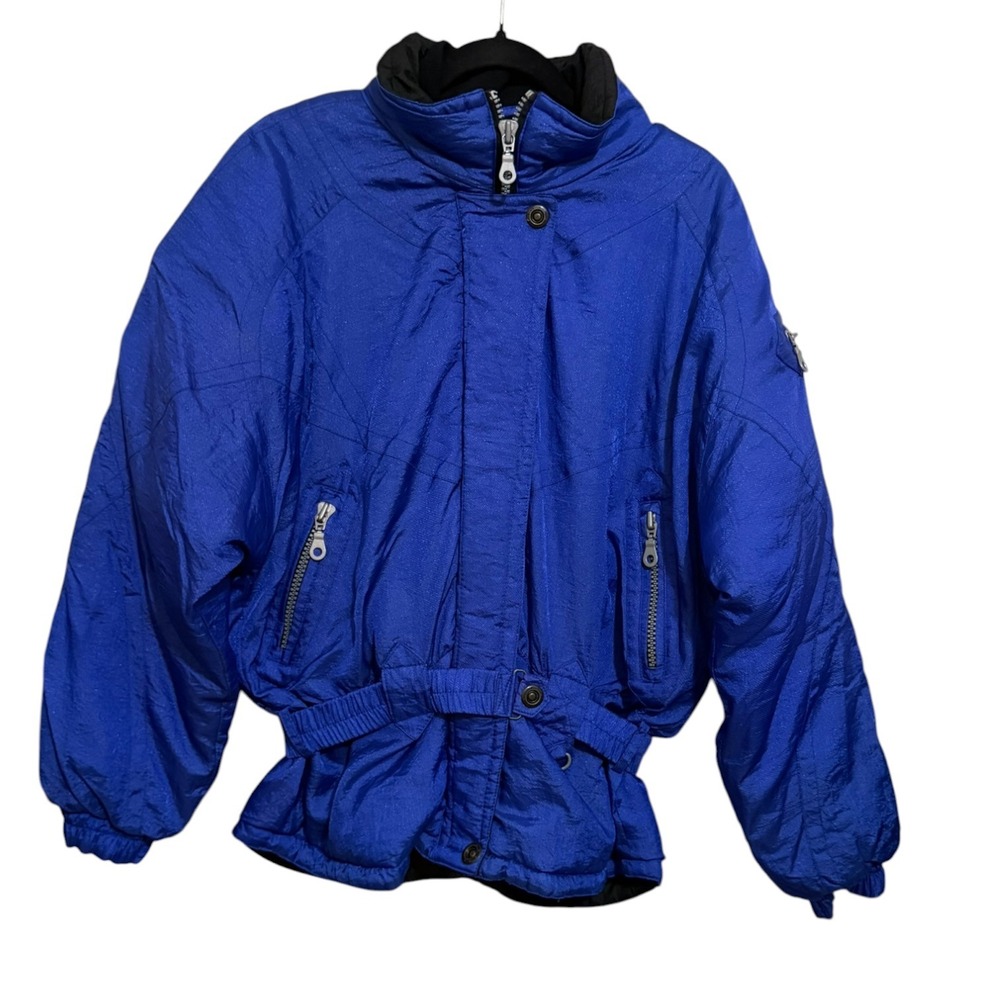 Vintage Inside Edge Royal Blue Ski Jacket Women's Large Retro Puffer Coat Padded